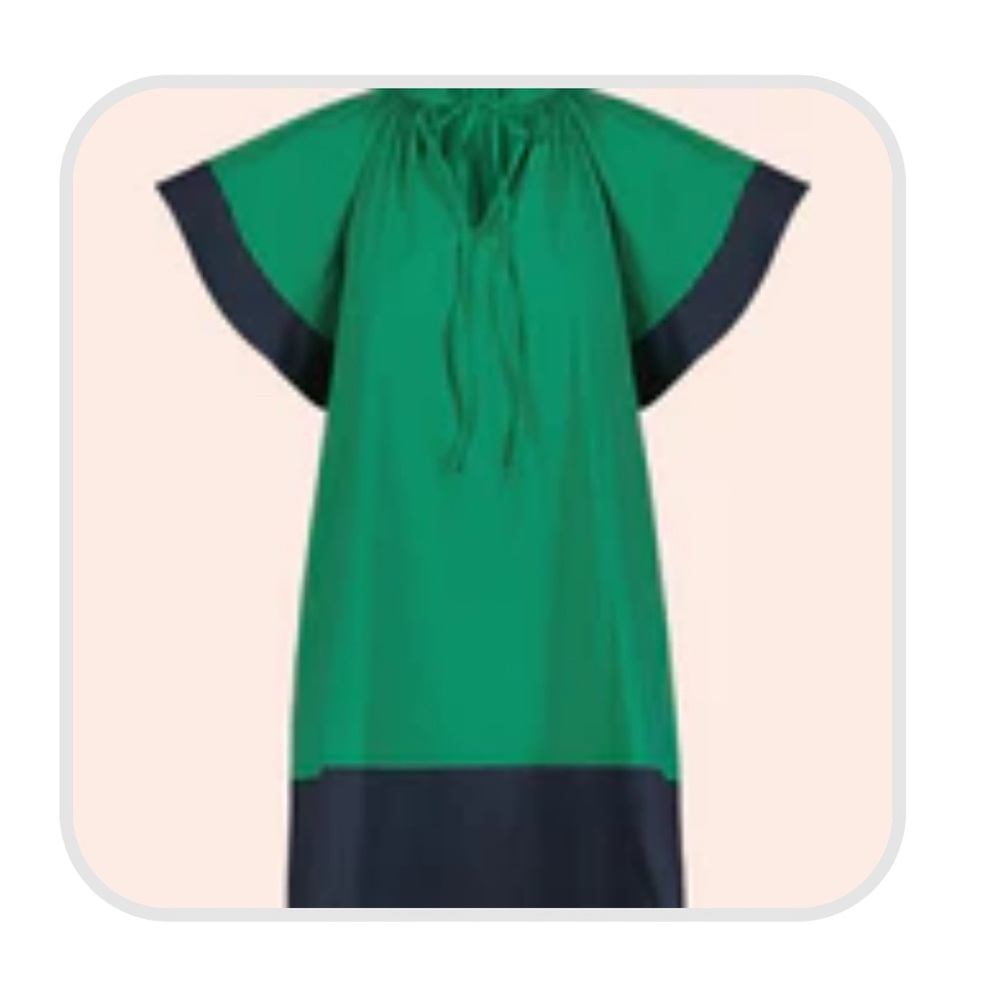 Pearl by Lela Rose, Green and Black Ruffle Sleeve Dress NWT